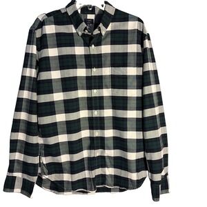 J.Crew Mens XL  Plaid Button Down Slim Fit Shirt Green Navy Cotton Casual